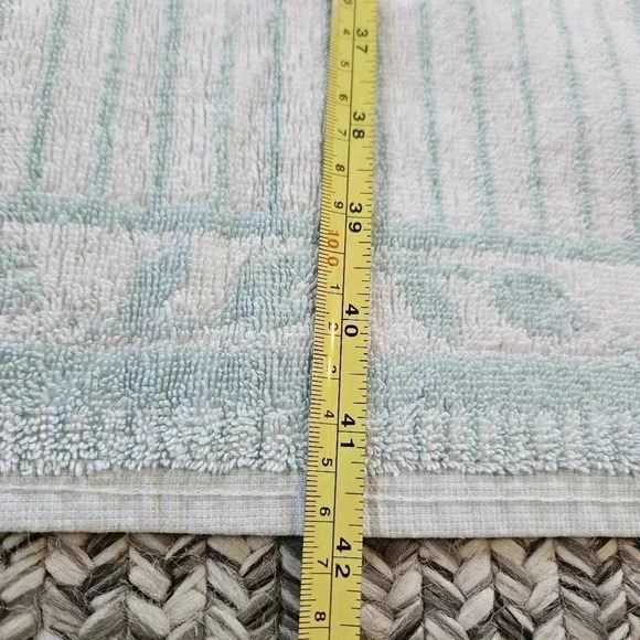 Cannon Bath & Hand Towel Royal Family Retro Mod‎ Flowers Mint Green USA Vintage - Picture 8 of 14